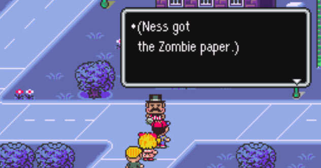 Receiving the Zombie Paper from the Pizza delivery guy / Earthbound