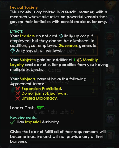 The Feudal Society Civic during empire creation / Stellaris