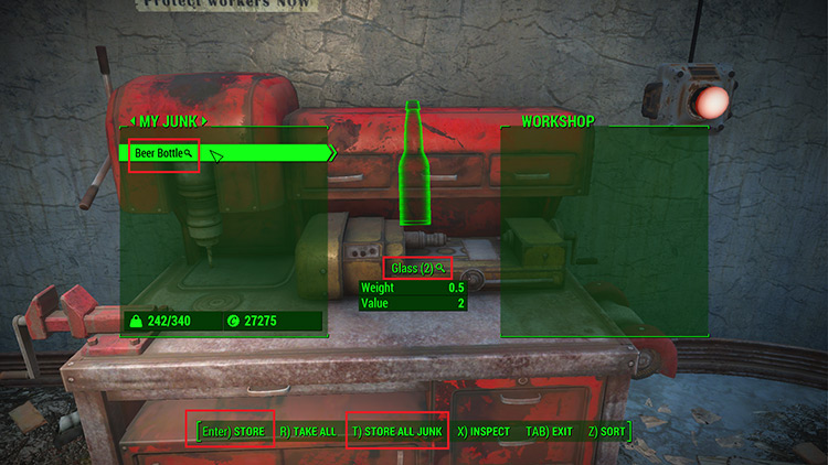 How to store junk items and convert them into glass / Fallout 4