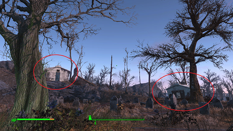 The two buildings that contain bones inside them / Fallout 4