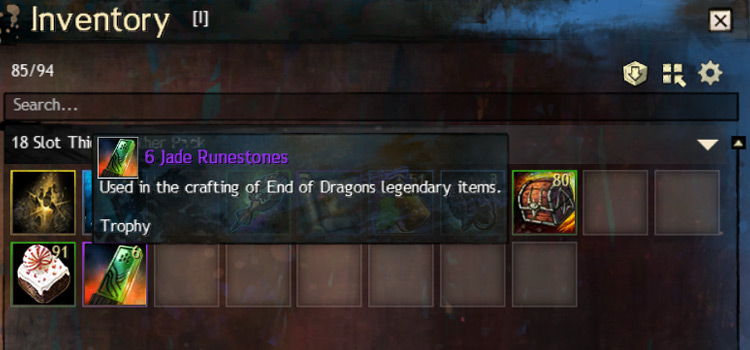 Jade Runestone in inventory (GW2)