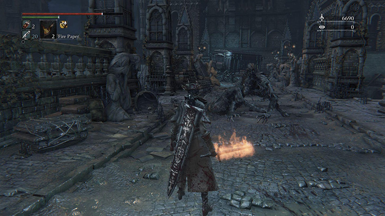 Facing a Werewolf with a Fire-infused weapon / Bloodborne