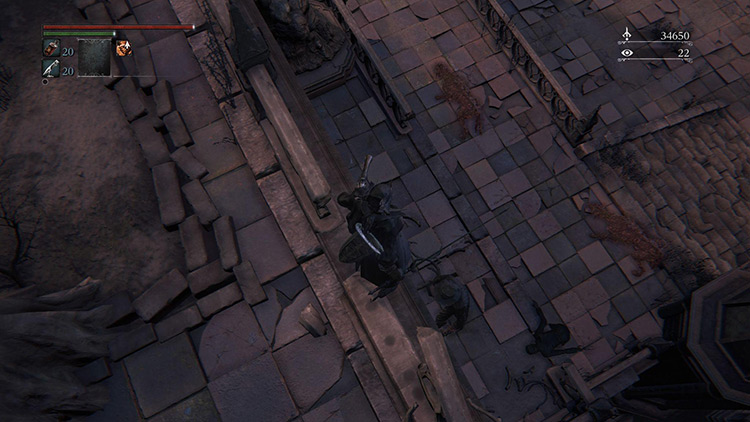Observing the enemies from atop the ledge / Bloodborne