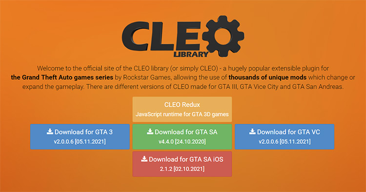 CLEO Library website screenshot