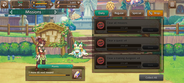 Daily Missions (All Cleared) / Echoes of Mana