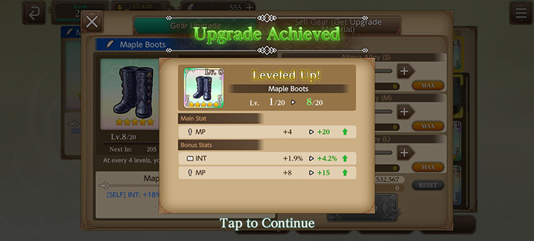 Upgrade Gear (Maple Boots) / Echoes of Mana