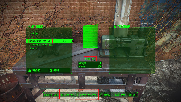 Storing a shipment of lead in the workshop / Fallout 4