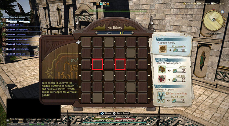 The Faux Hollows minigame. The blades can only appear in one of these two spots. / FFXIV