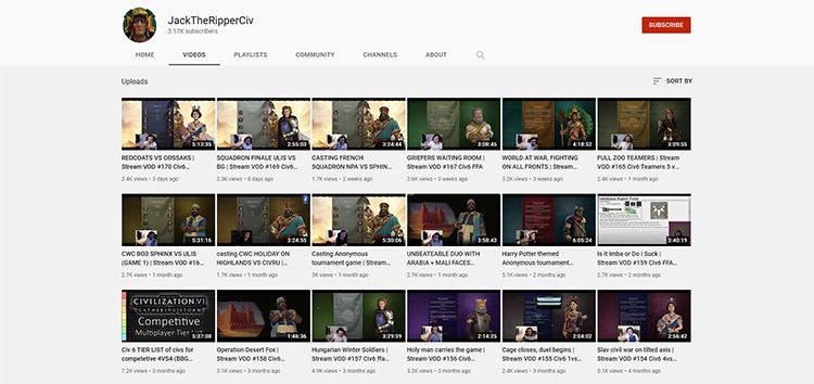 JackTheRipperGB YouTube channel page screenshot