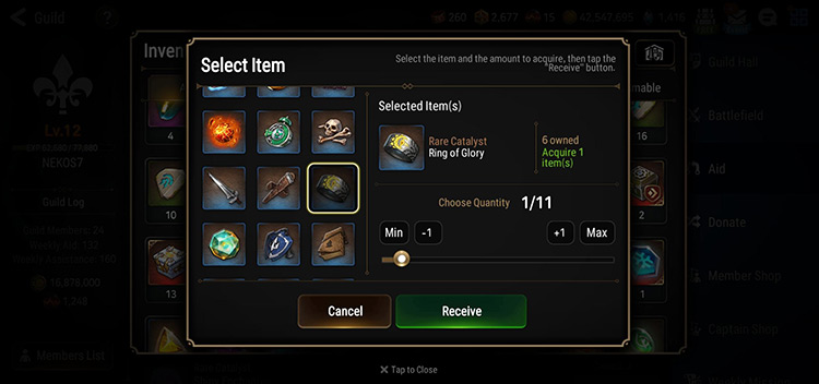 Rare Catalyst Selector Chest (Ring of Glory) / Epic Seven