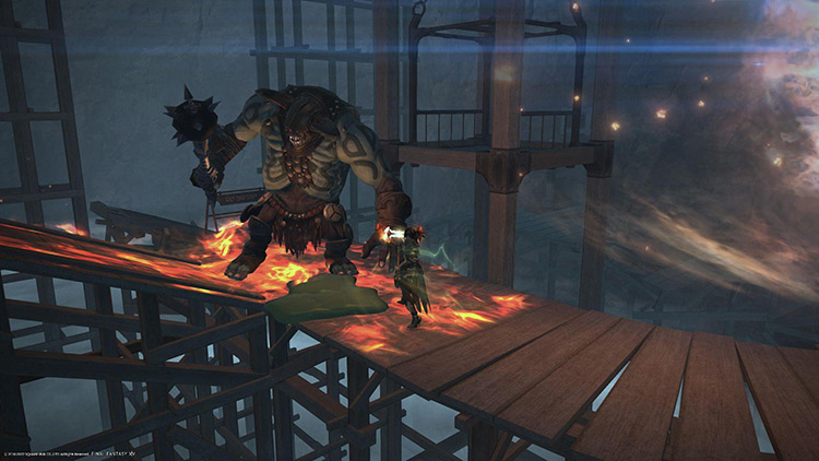 The Hecatoncheir Mastermind will light the arena ablaze, causing persistent damage / FFXIV