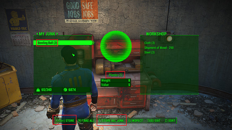 Storing a bowling ball inside the workshop / Fallout 4
