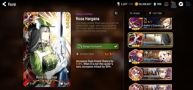 Artifacts Page (Rosa Hargana) / Epic Seven