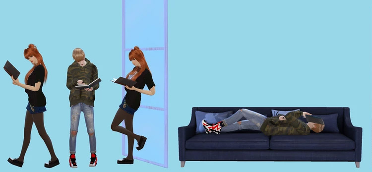 Reading N1 / Sims 4 Pose Pack