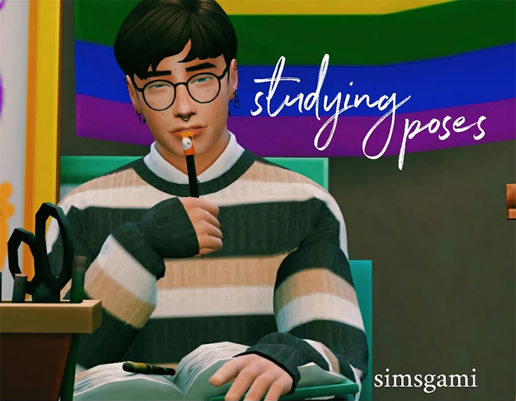Studying / Sims 4 Pose Pack
