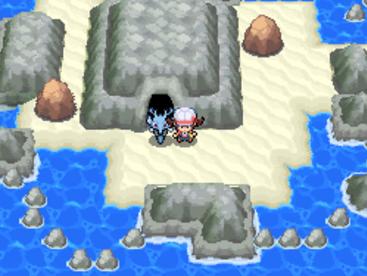 The entrance to the Whirl Islands' cave system / Pokémon HGSS