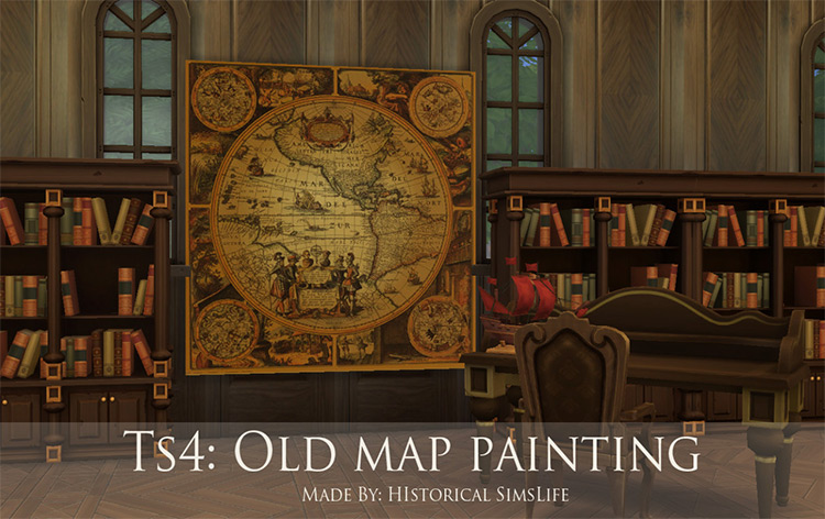TS4: Old Map Painting / Sims 4 CC