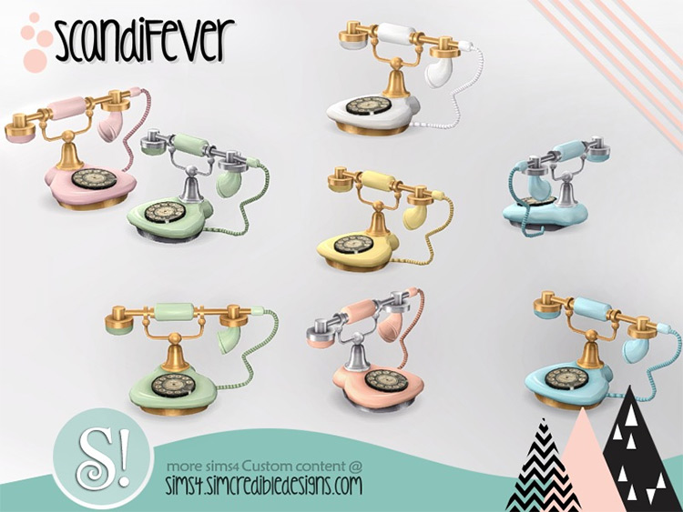 ScandiFever Old Décor Telephone / Sims 4 CC