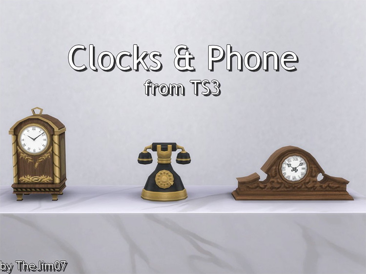 Clocks and Phone from TS3 / Sims 4 CC