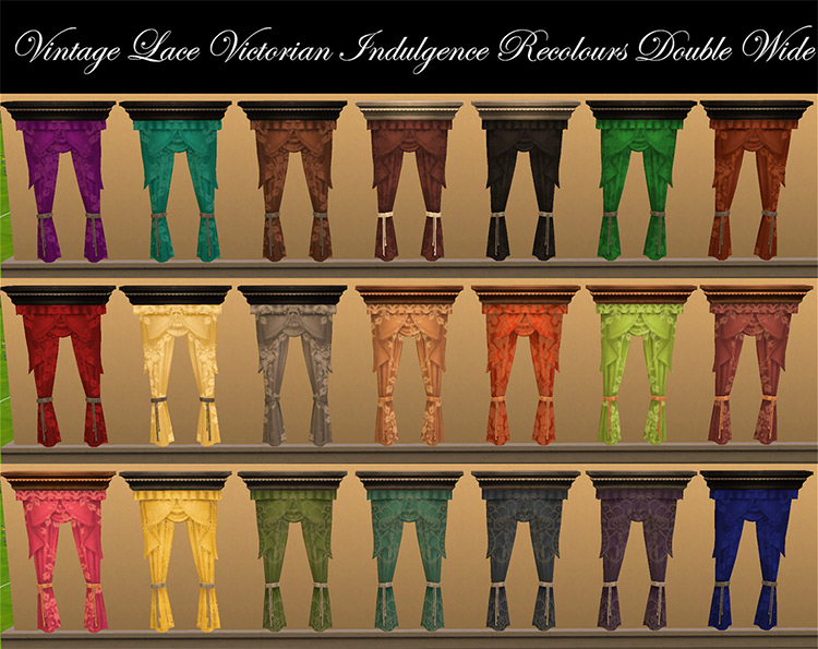 Vintage Lace Victorian Indulgence Curtains Recolored / Sims 4 CC