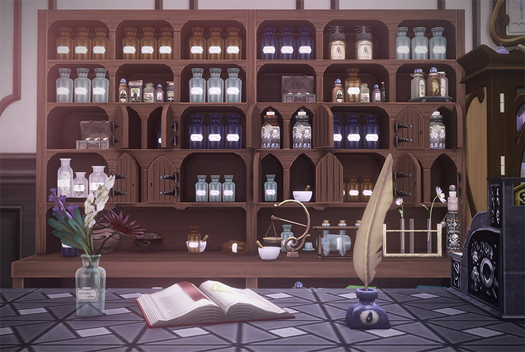 Glass Bottle Decors for Antique Pharmacy / Sims 4 CC