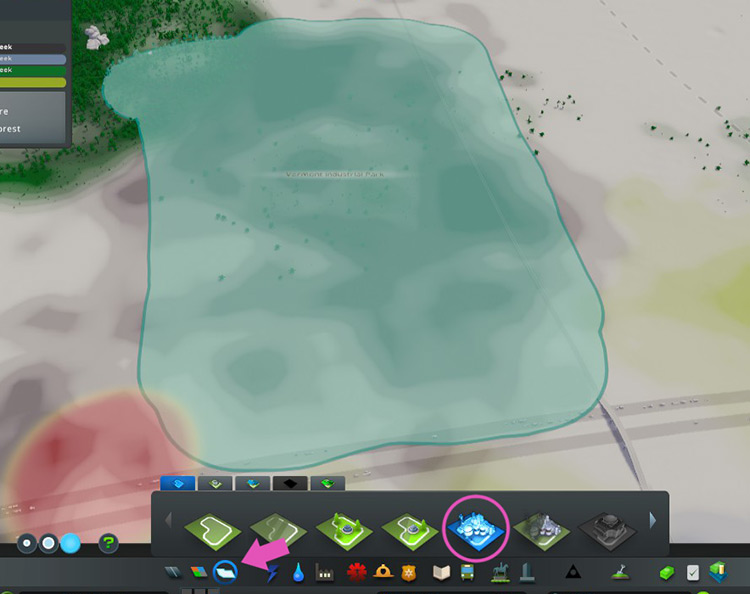 You’ll find the brush under the Districts and Areas menu. / Cities: Skylines