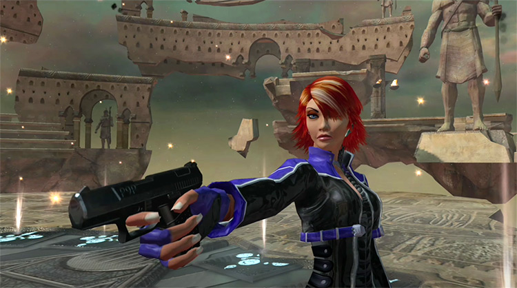 Screenshot of Joanna Dark's cutscene from Perfect Dark Zero