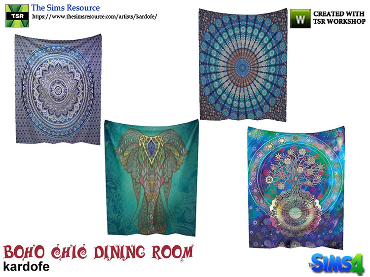 Boho Chic Dining Room Wall tapestry / TS4 CC