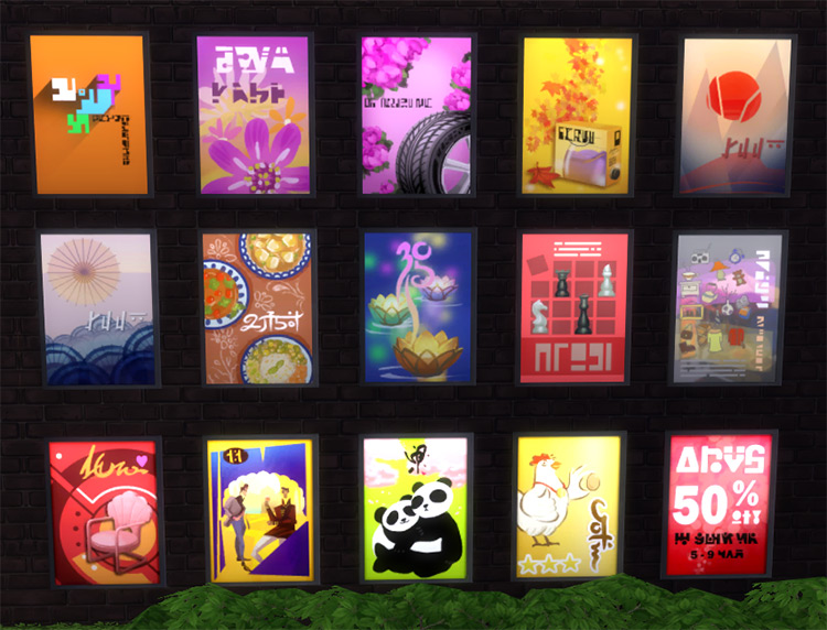 Lit Wall Advertisements / Sims 4 CC