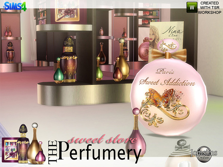 The Perfumery Sweet Store (Just Deco Objects) by jomsims / Sims 4 CC