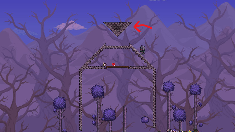 Example of how the V-shaped structure should look / Terraria