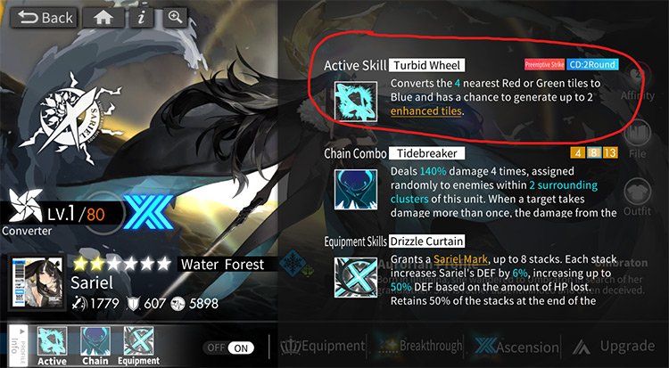 Active Skill circled in red / Alchemy Stars