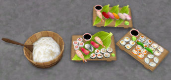 Japanese Sushi & Rice (Sims 4 CC)