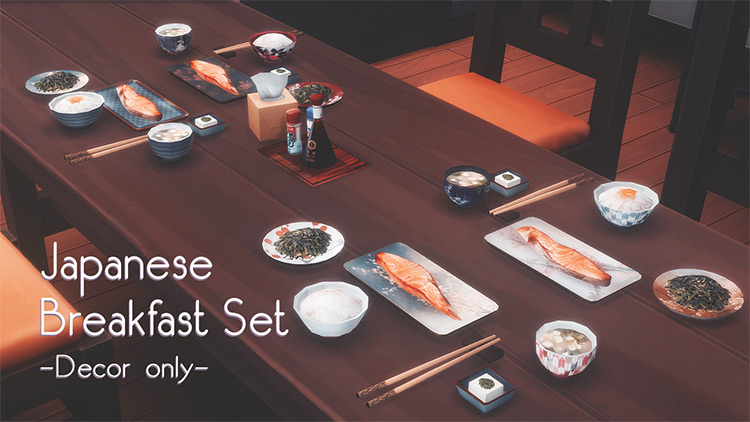 Japanese Breakfast Décor Set by anlamveg / Sims 4 CC