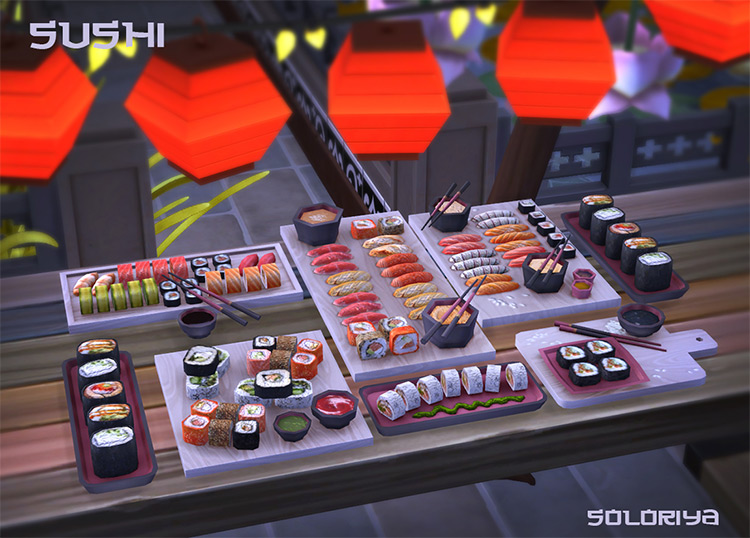 Sushi Set (Sims 4 CC) by soloriya / TS4 CC