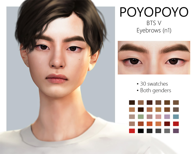 BTS V: Eyebrows (n1) by poyopoyo / Sims 4 CC
