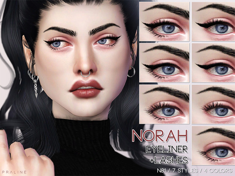 Norah Eyeliner + Lashes N81 by Pralinesims / Sims 4 CC