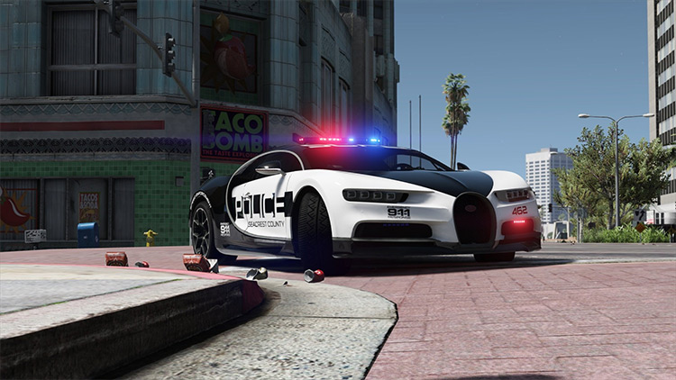Bugatti Chiron Hot Pursuit Police Car / GTA 5 Mod