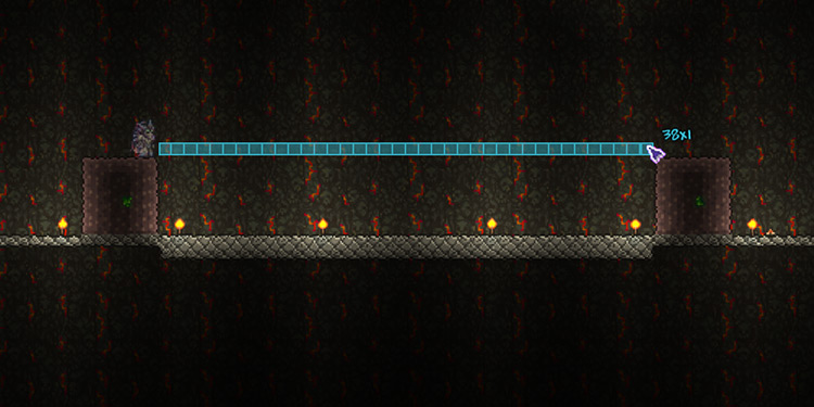 Example of the distance between the two blocks / Terraria