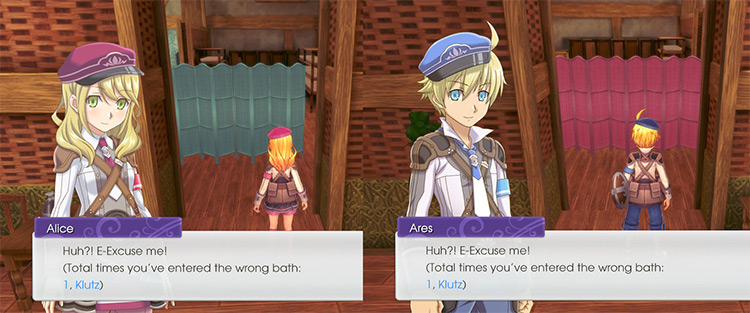 The SEED Ranger’s first attempt into the wrong bath - Klutz title earned / Rune Factory 5