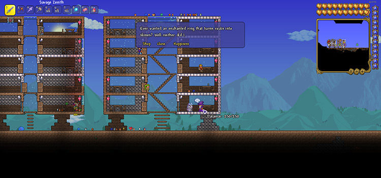 Speaking to the Wizard in Terraria