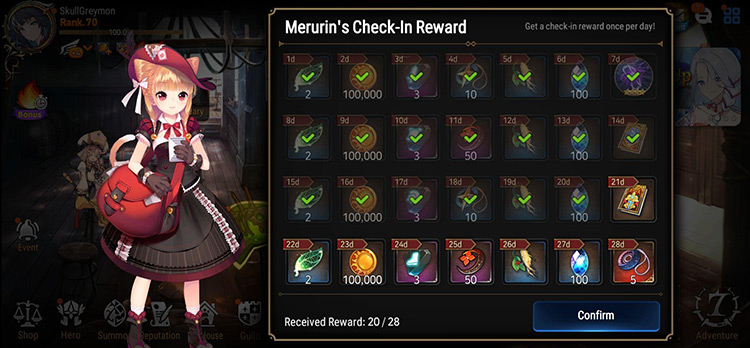 Epic Seven Check-in Reward
