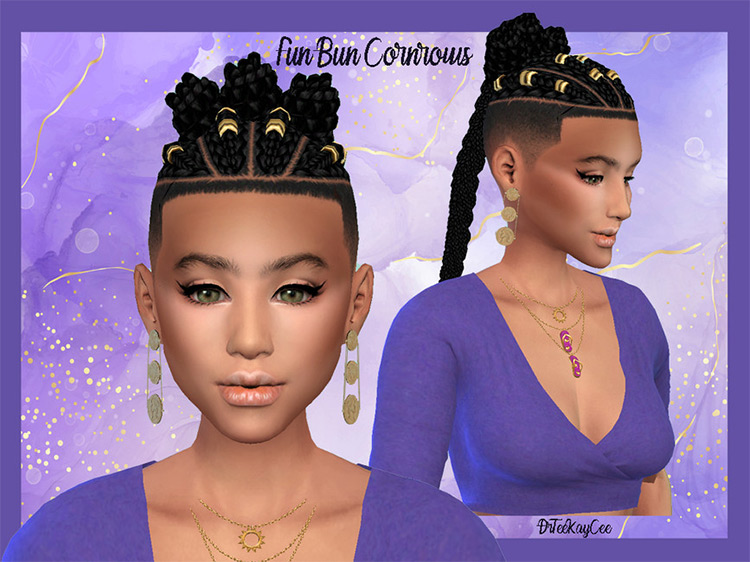 Fun Bun Cornrows / Sims 4 CC