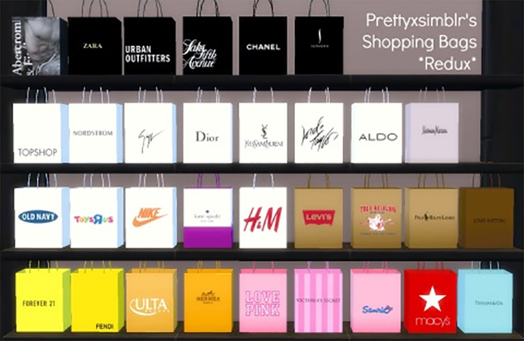 Prettyxsimblr’s Shopping Bags Redux / Sims 4 CC