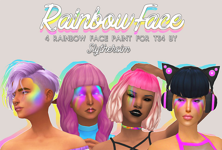 Rainbow Face by slythersim / TS4 CC