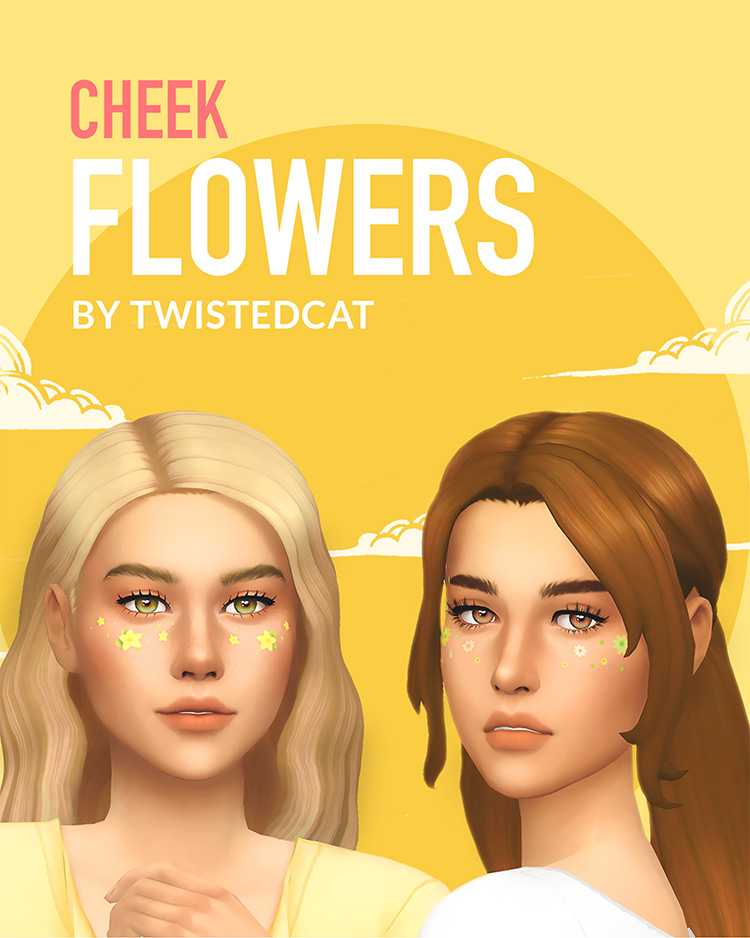 Cheek Flowers by TwistedCat / Sims 4 CC