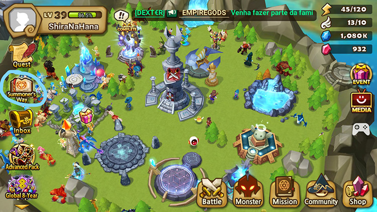 You can access Summoner’s Way missions by clicking on the circled icon on the left / Summoners War