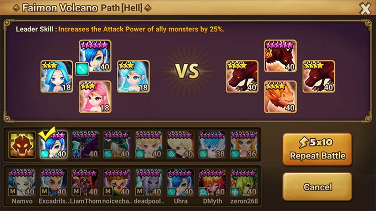 You can complete up to 10 battles automatically / Summoners War
