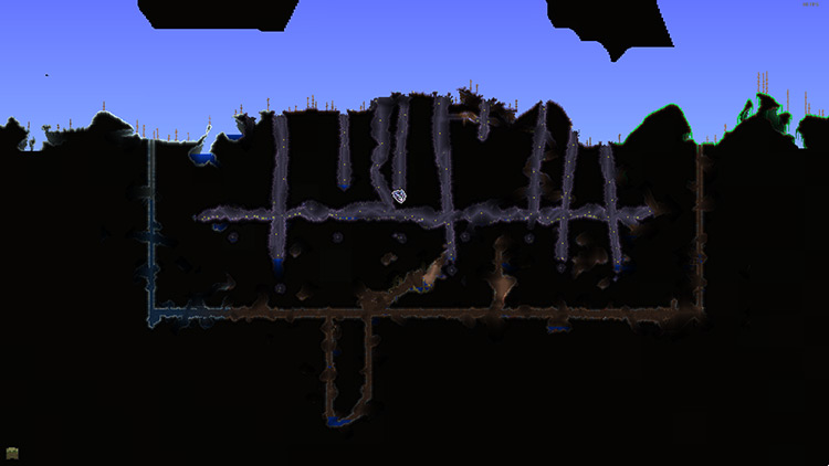 Example of a properly quarantined Corruption biome / Terraria