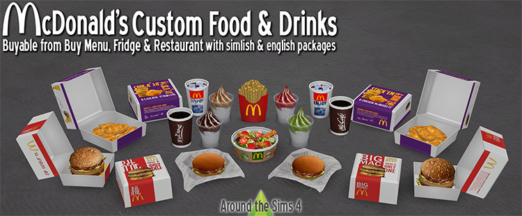 McDonald’s Custom Food & Drinks / Sims 4 CC